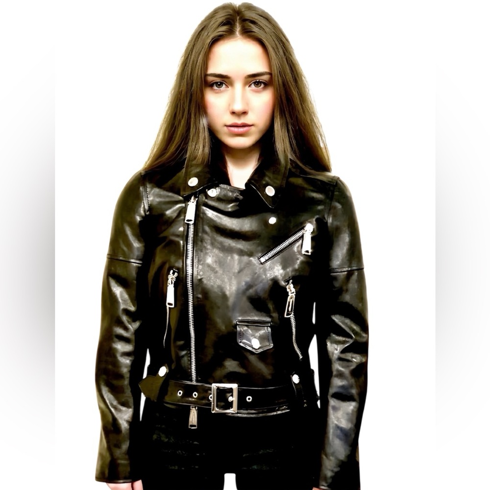 $4,370 USD⚫️ DSQUARED2 ⚫️Leather Biker Jacket EU42